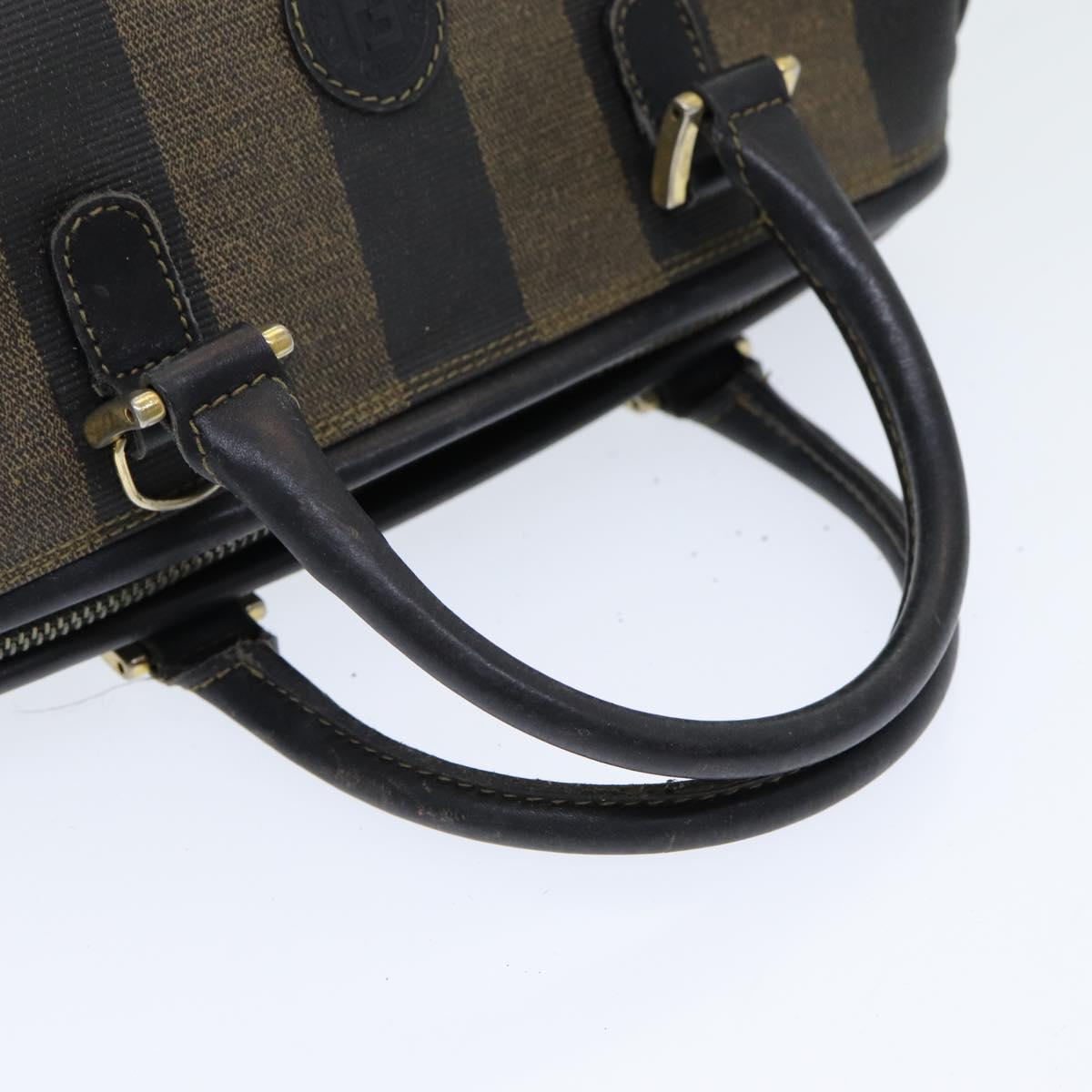 FENDI Pecan Canvas Hand Bag 2way Brown Black 83671