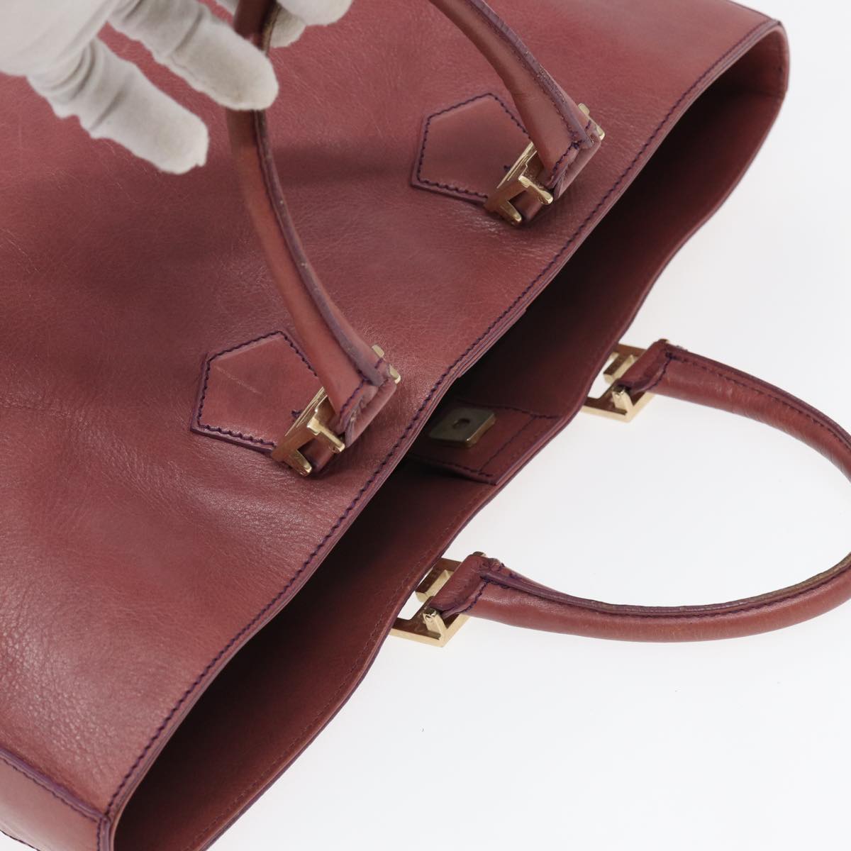 FENDI Hand Bag Leather Pink 83683