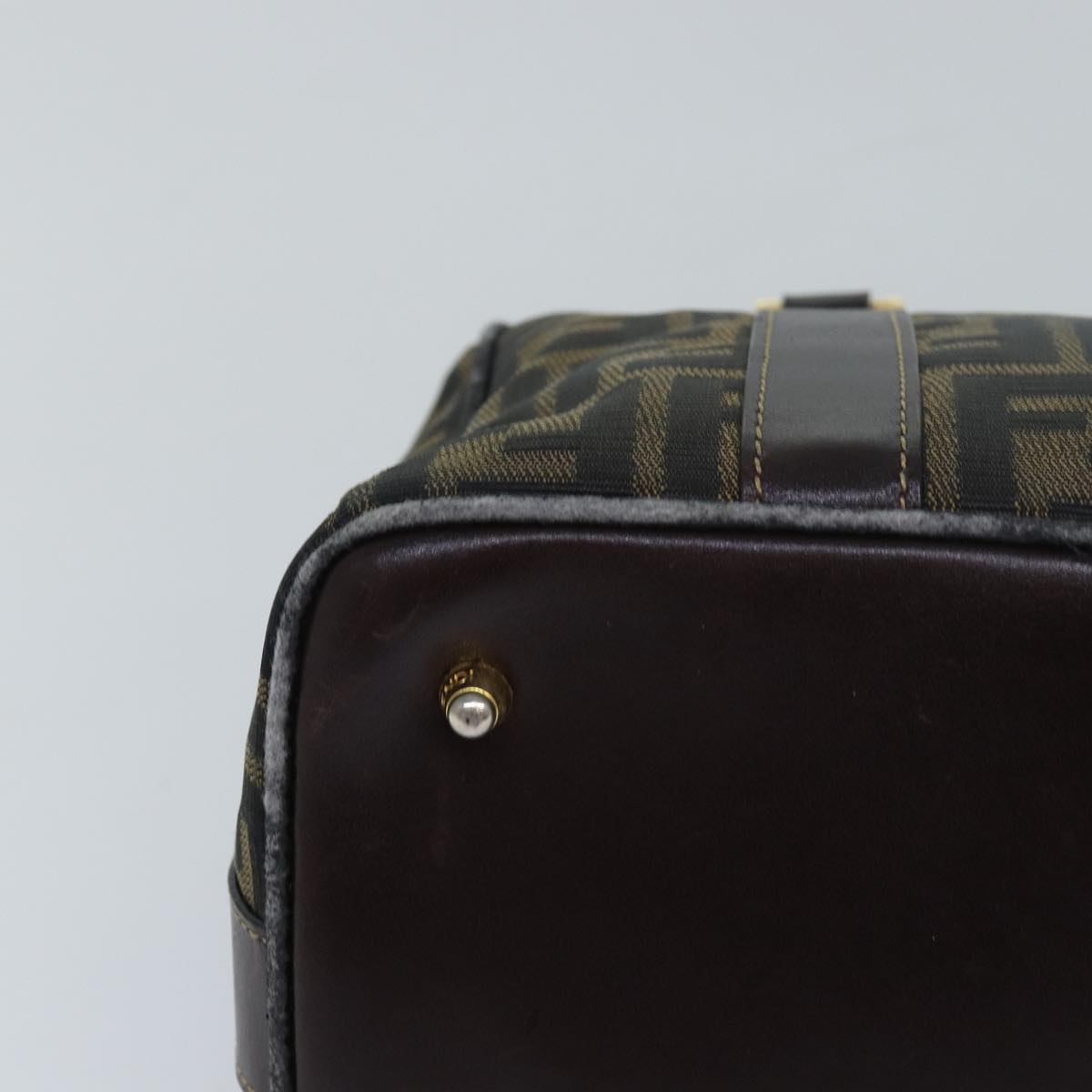 FENDI Zucca Canvas Hand Bag Brown Black 83684