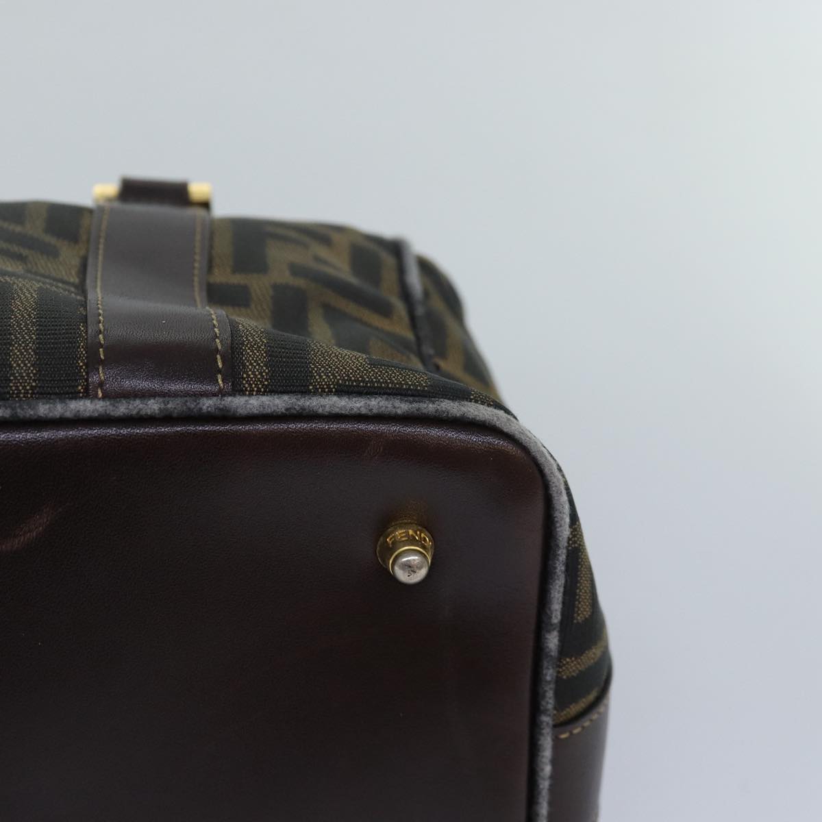 FENDI Zucca Canvas Hand Bag Brown Black 83684