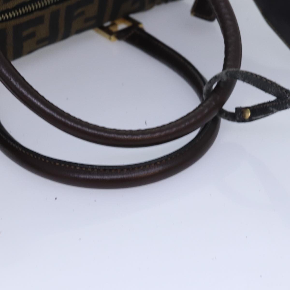 FENDI Zucca Canvas Hand Bag Brown Black 83684