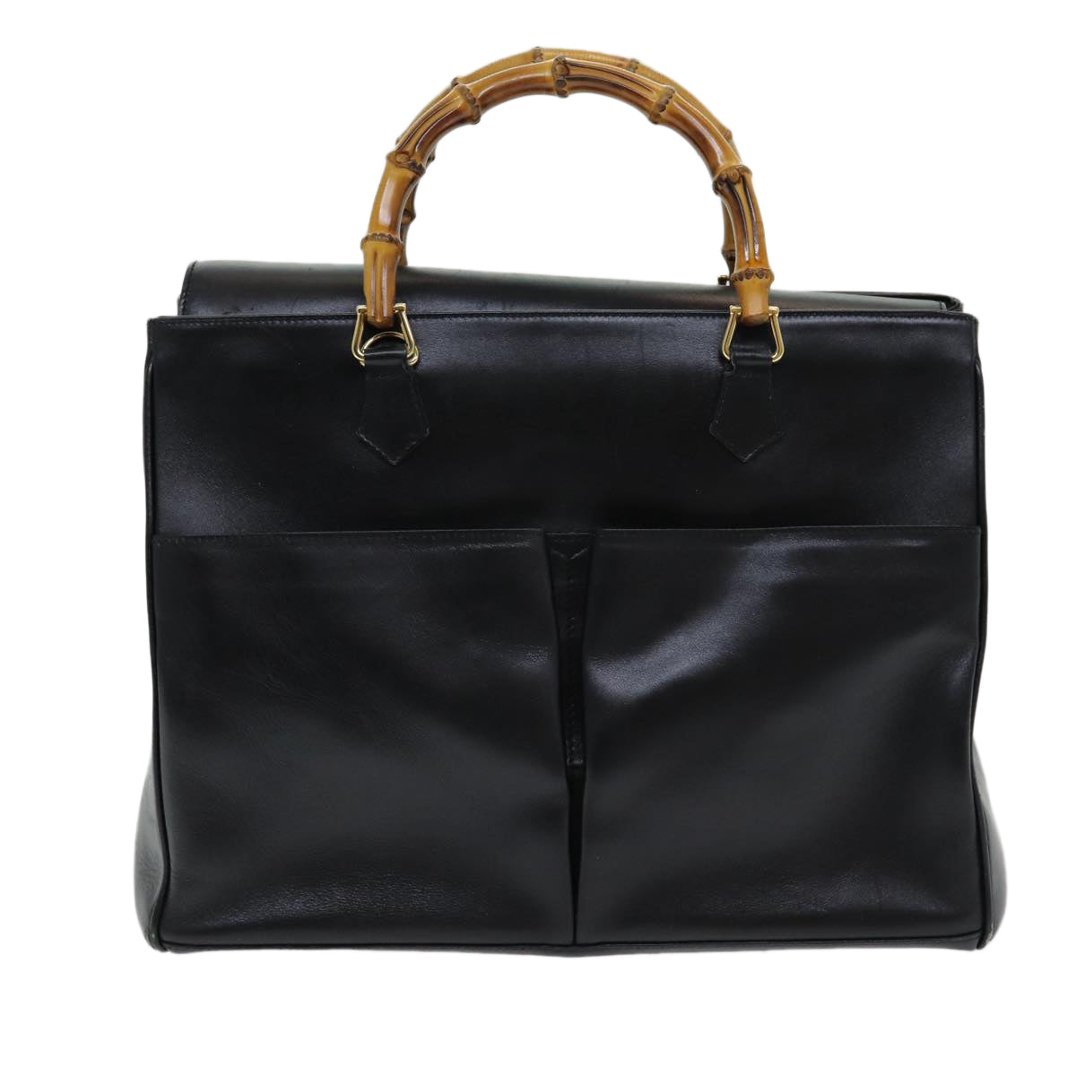 GUCCI Bamboo Hand Bag Leather 2way Black 002 123 0322 83701