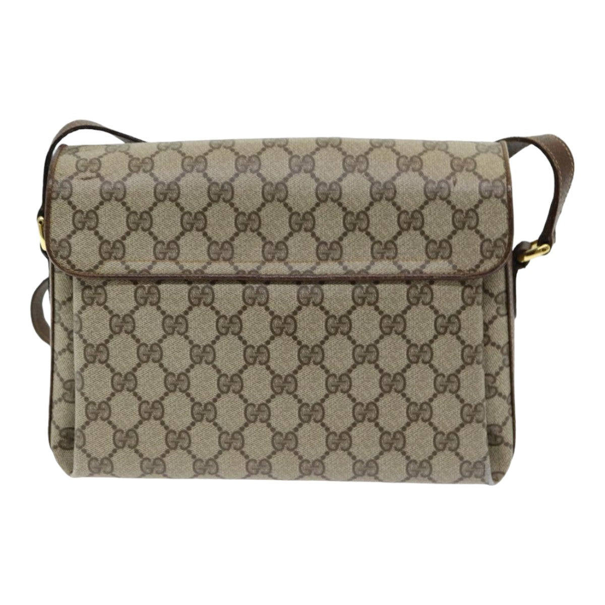 GUCCI GG Supreme Web Sherry Line Shoulder Bag PVC Beige 83722