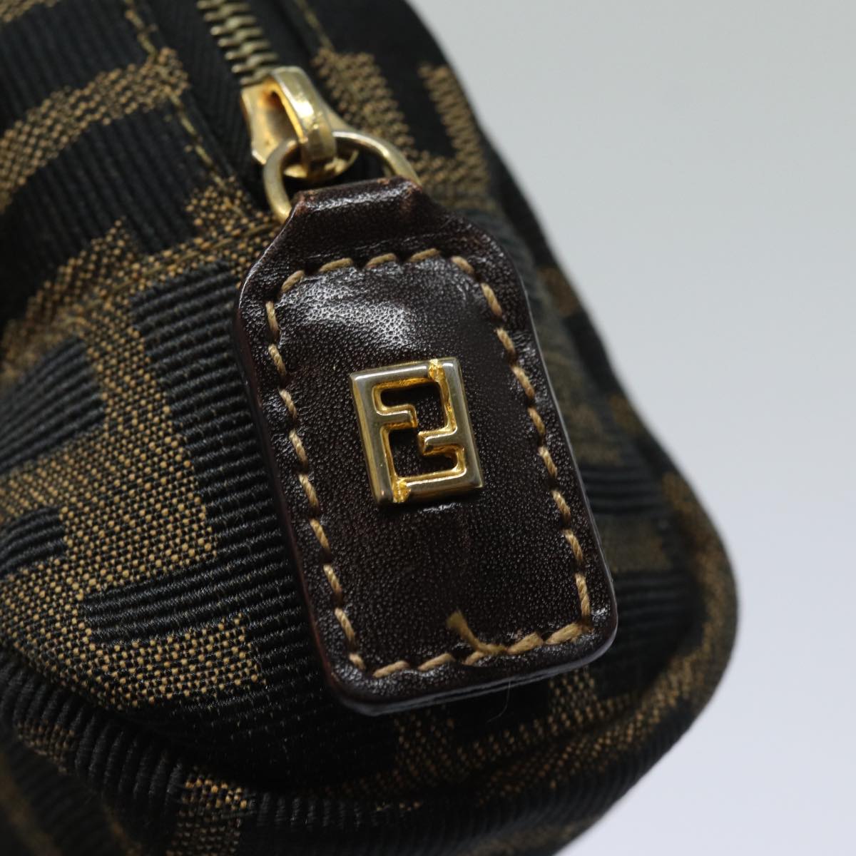 FENDI Zucca Canvas Pouch Black Brown 83766