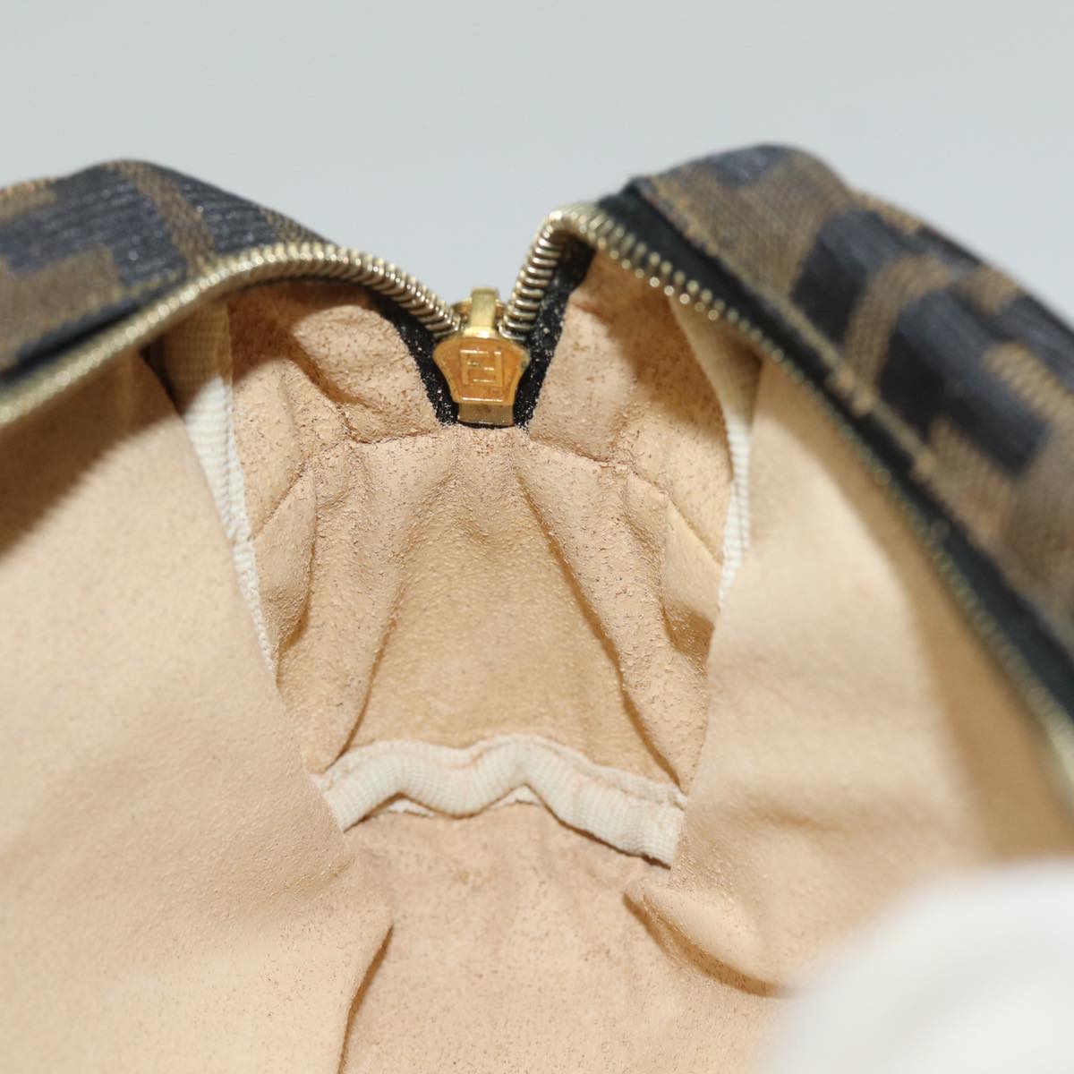 FENDI Zucca Canvas Pouch Black Brown 83766