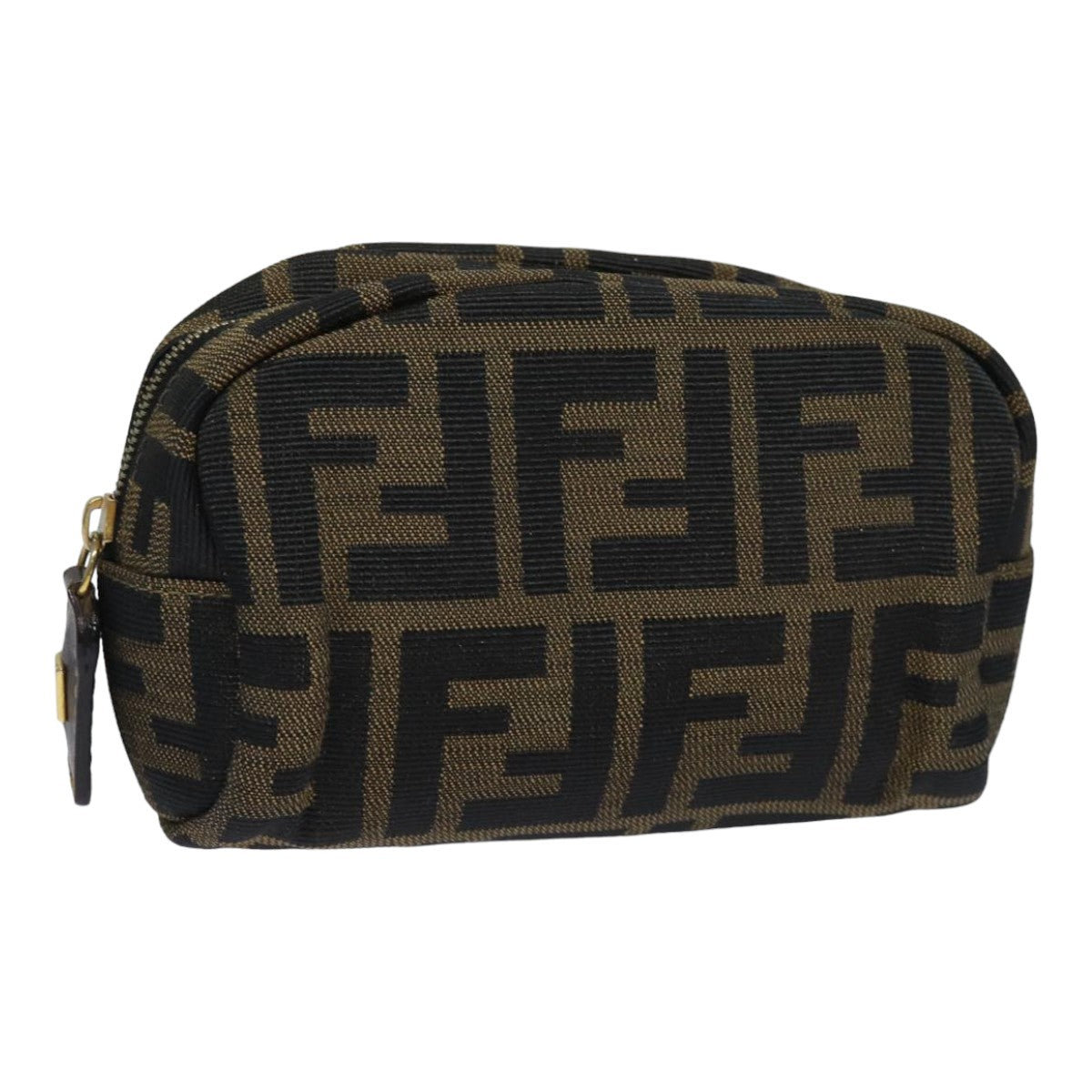 FENDI Zucca Canvas Pouch Black Brown 83766