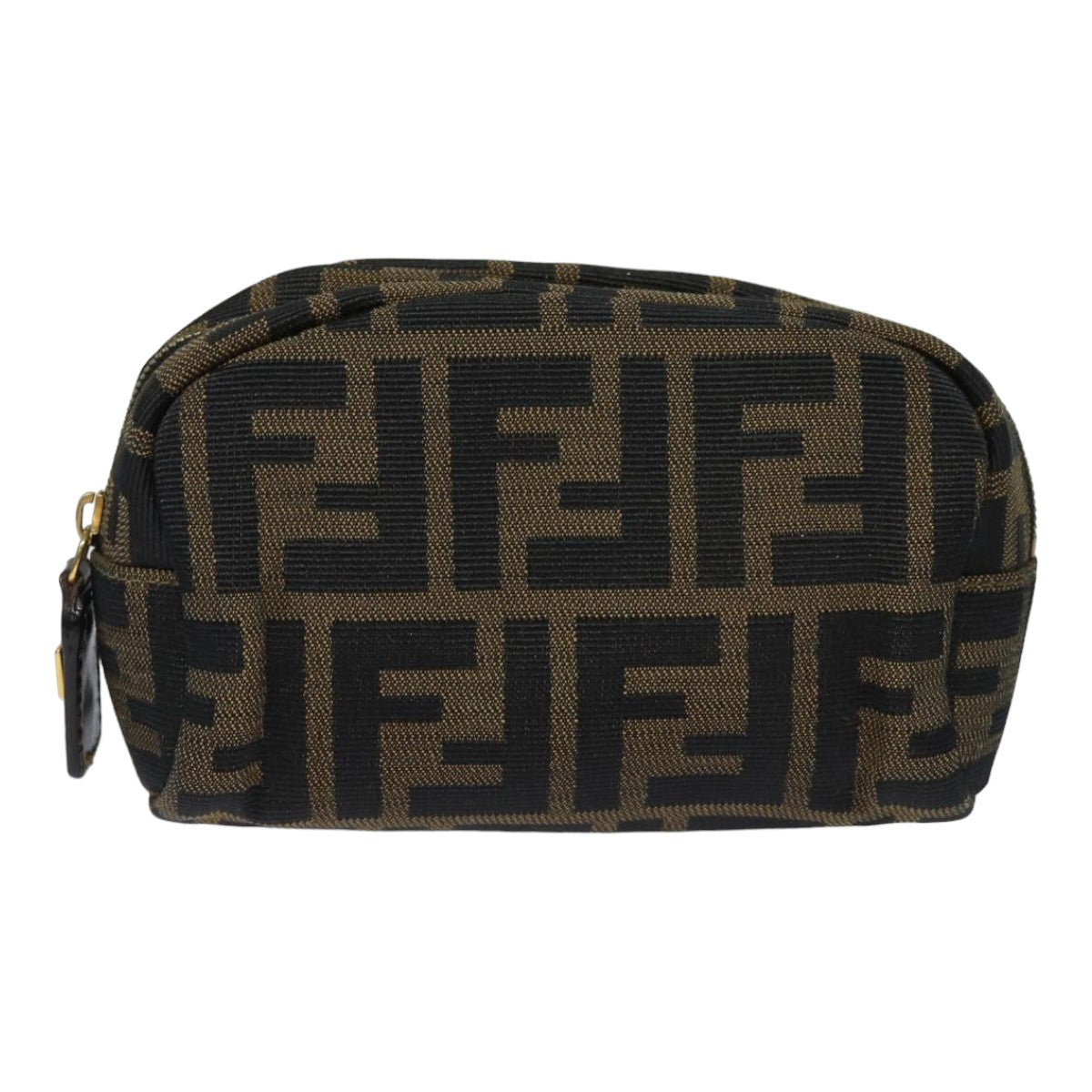 FENDI Zucca Canvas Pouch Black Brown 83766