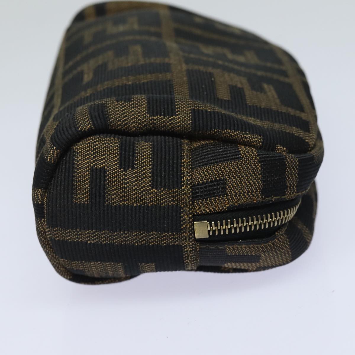 FENDI Zucca Canvas Pouch Black Brown 83766