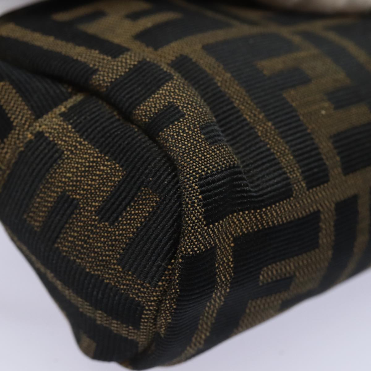 FENDI Zucca Canvas Pouch Black Brown 83766