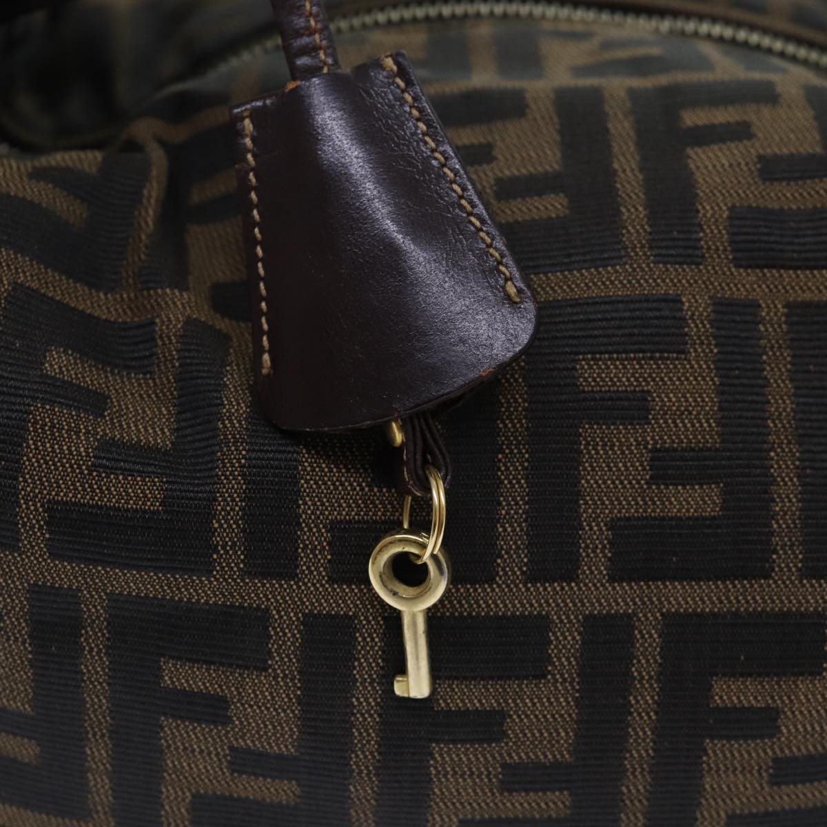 FENDI Zucca Canvas Vanity Hand Bag Brown 83809