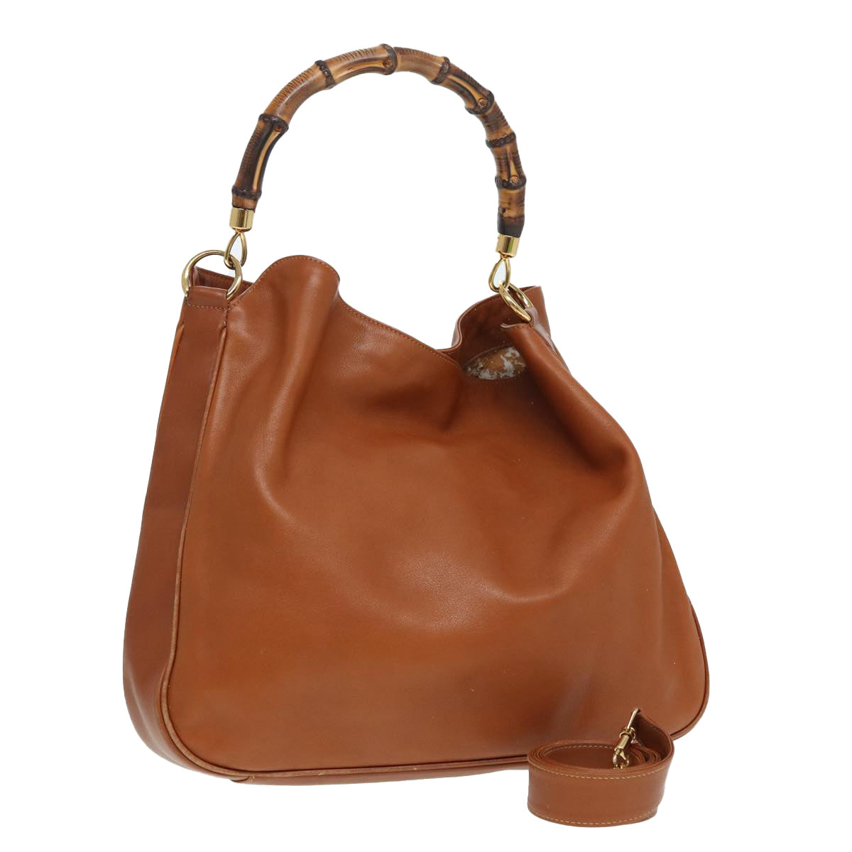 GUCCI Bamboo Shoulder Bag Leather 2way Brown 001 3754 1577 83812