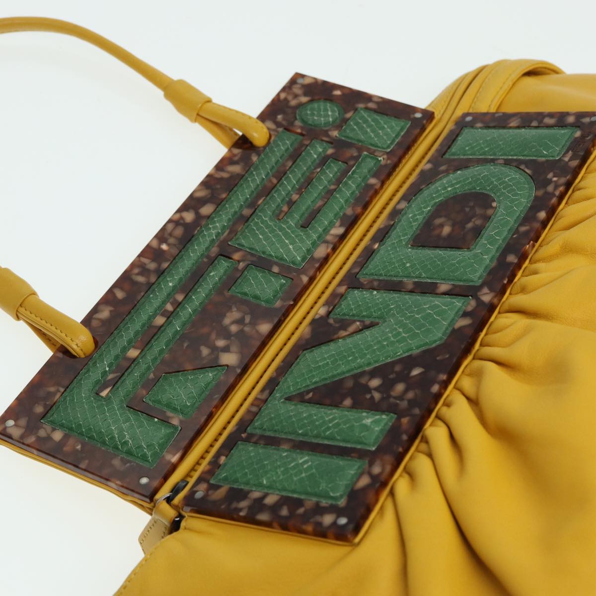 FENDI Hand Bag Leather Yellow 83832