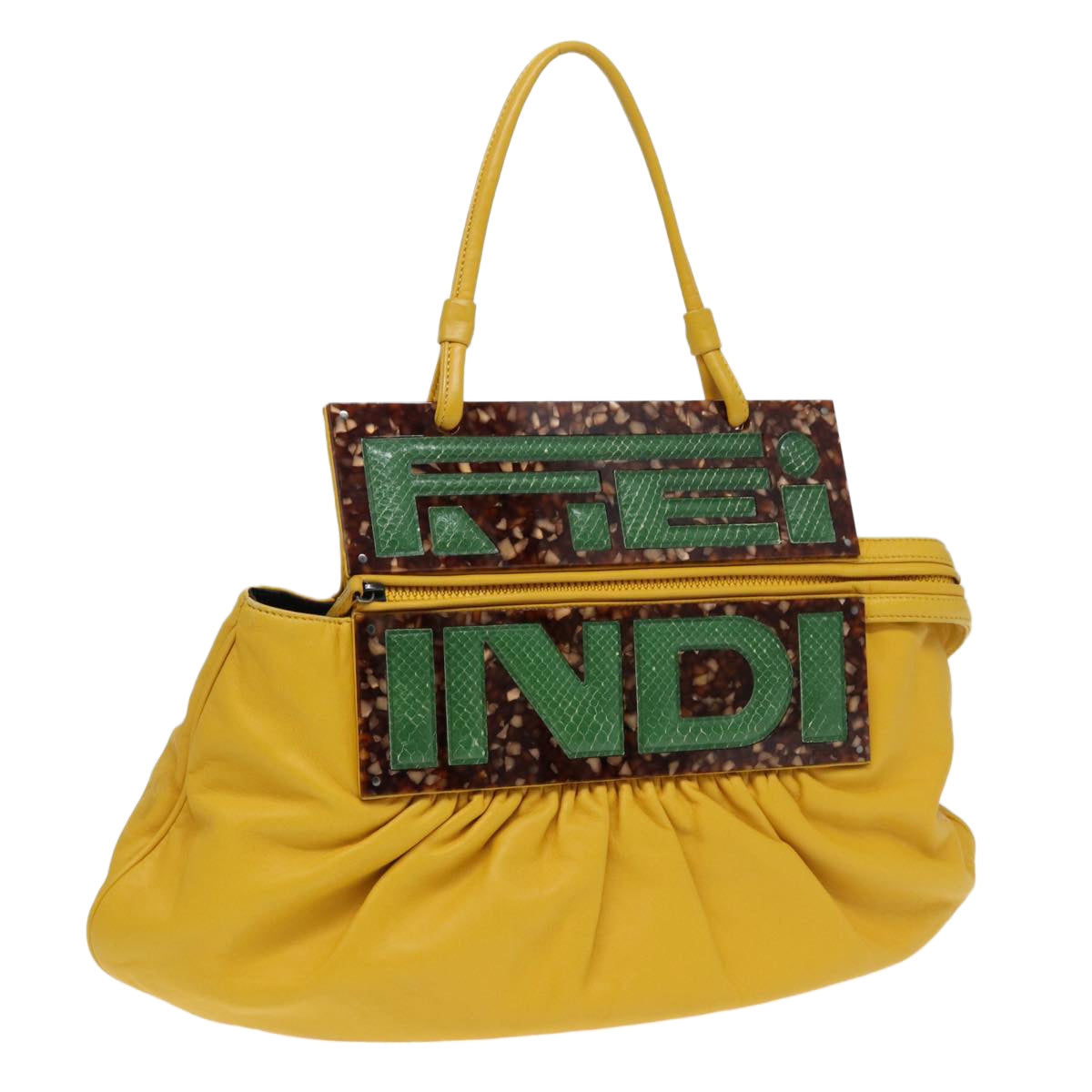 FENDI Hand Bag Leather Yellow 83832