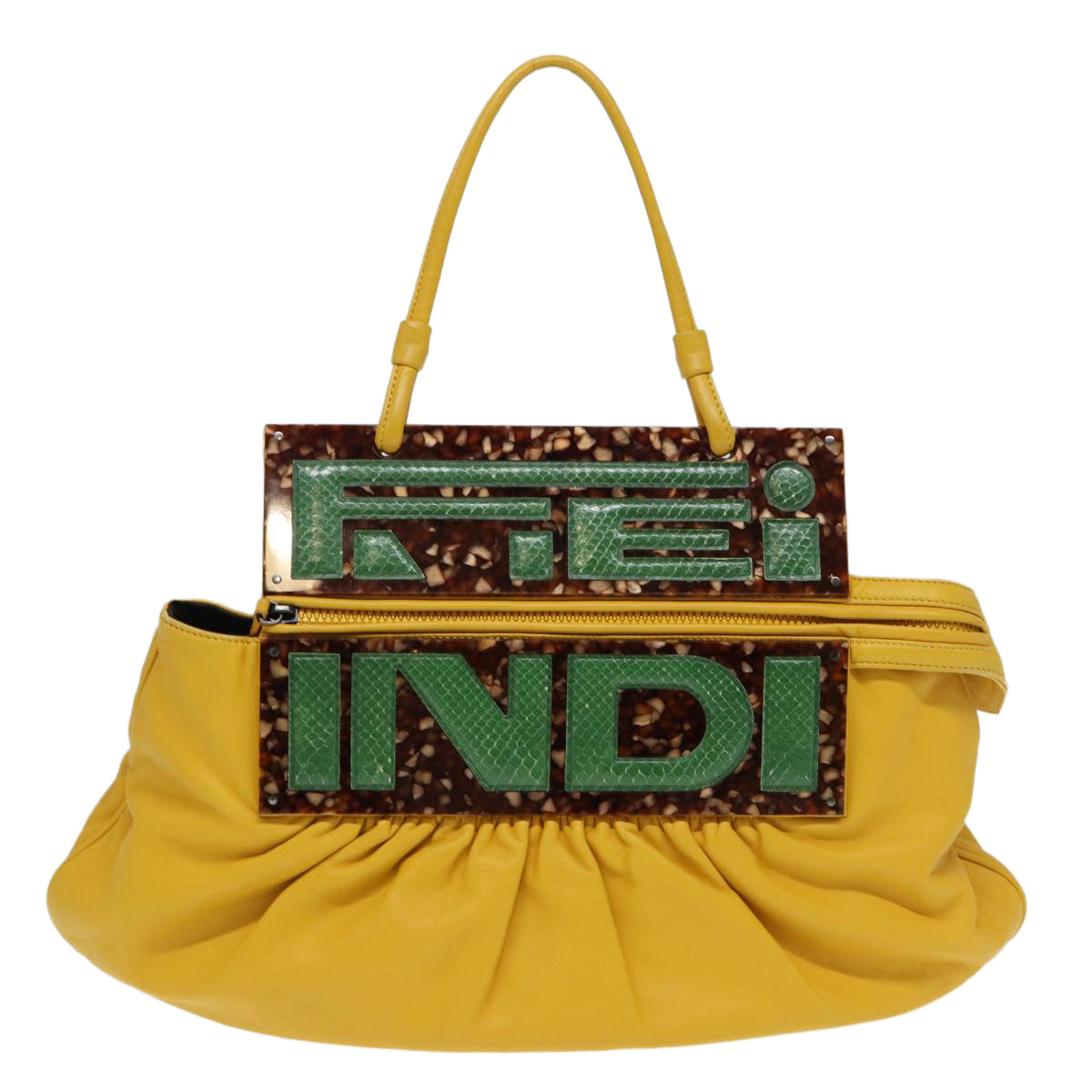FENDI Hand Bag Leather Yellow 83832