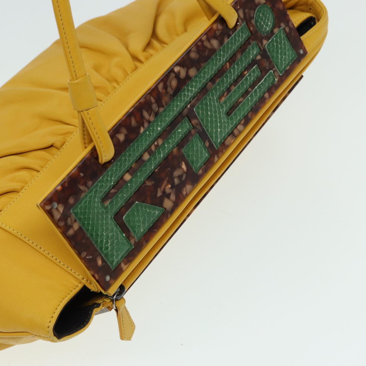 FENDI Hand Bag Leather Yellow 83832