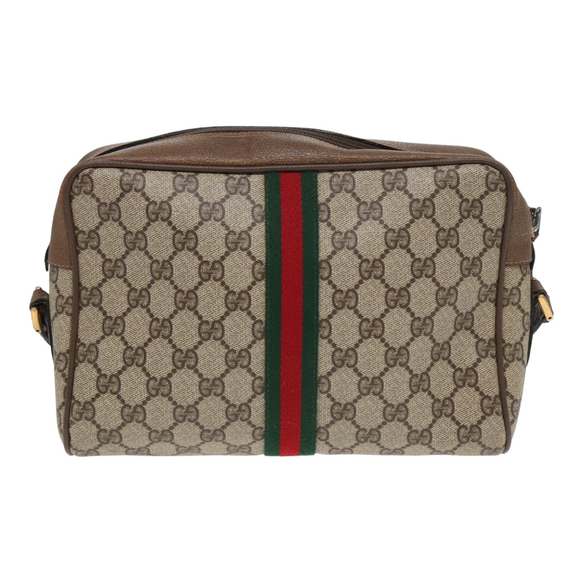 GUCCI GG Supreme Web Sherry Line Shoulder Bag PVC Beige 68 02 005 83928