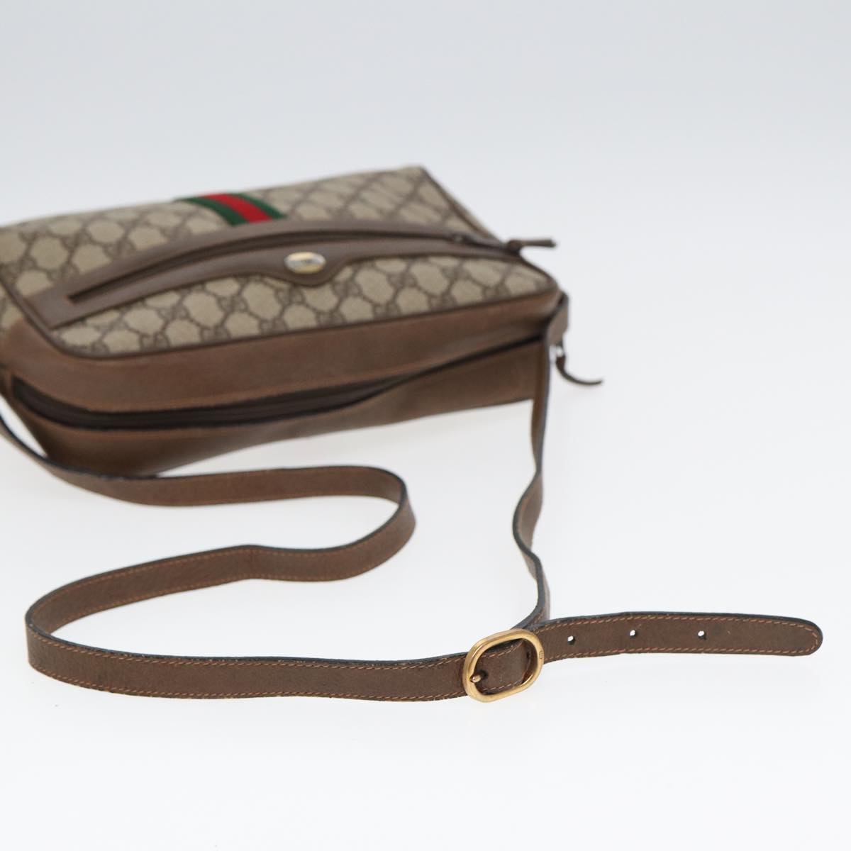 GUCCI GG Supreme Web Sherry Line Shoulder Bag PVC Beige 68 02 005 83928
