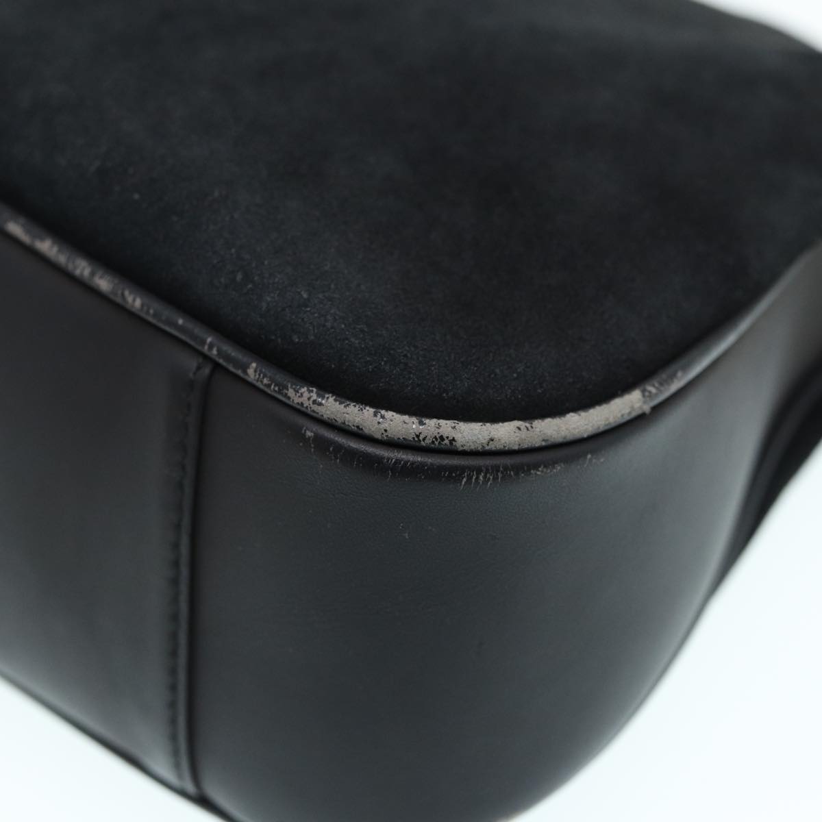 GUCCI Bamboo Shoulder Bag Suede Black 001 2404 1638 83939