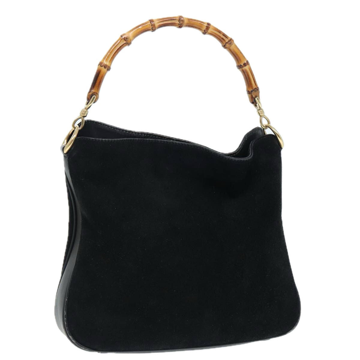 GUCCI Bamboo Shoulder Bag Suede Black 001 2404 1638 83939
