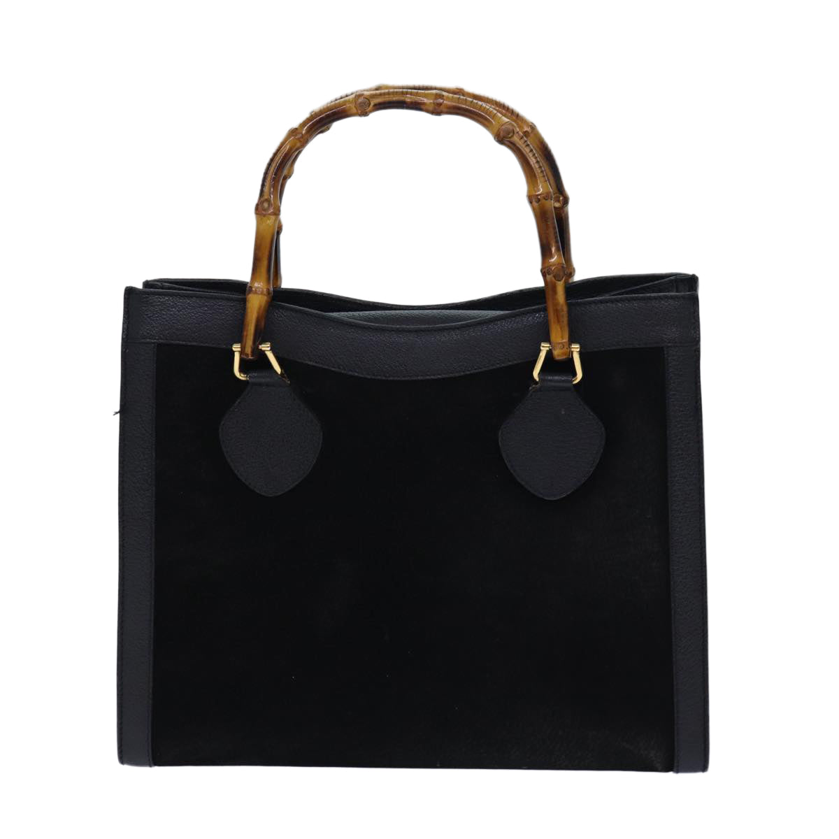 GUCCI Bamboo Hand Bag Suede Black 002 1095 026 83941