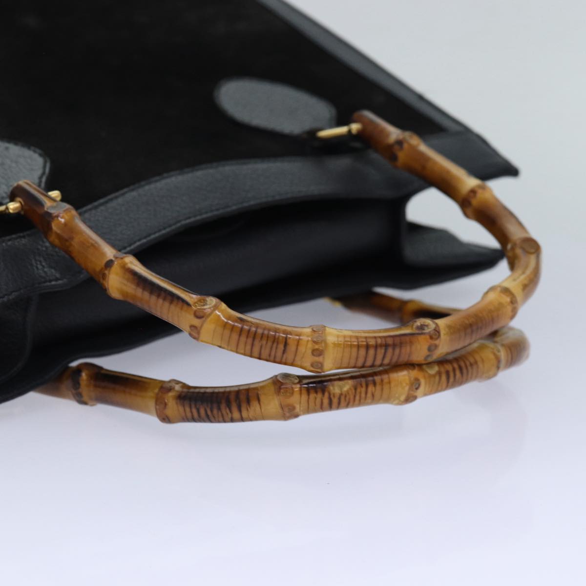 GUCCI Bamboo Hand Bag Suede Black 002 1095 026 83941