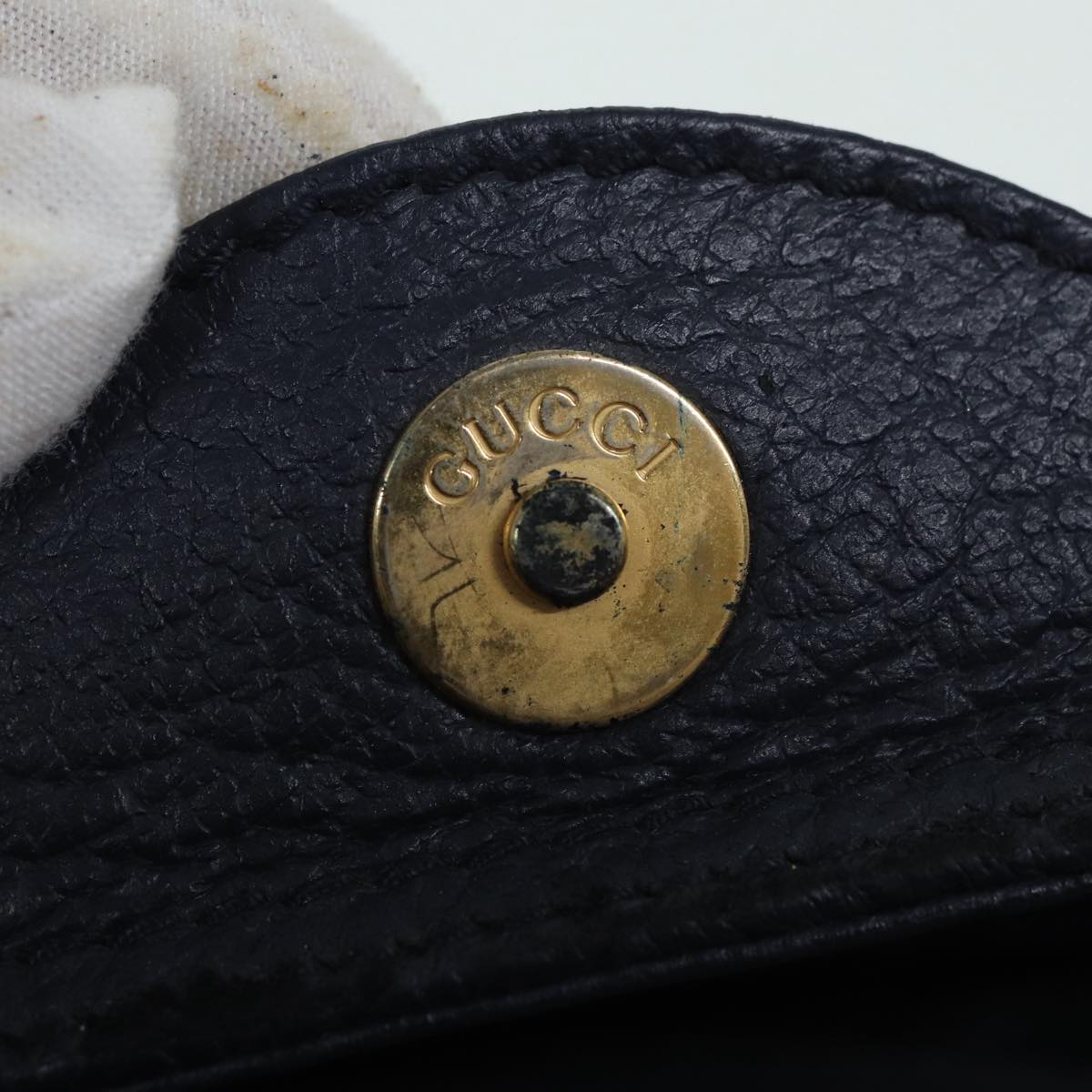 GUCCI Bamboo Hand Bag Suede Leather Navy 83943