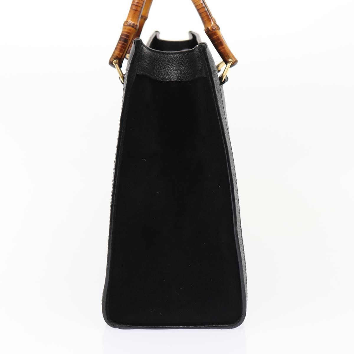 GUCCI Bamboo Hand Bag Suede Black Gold 002 1186 0260 83973