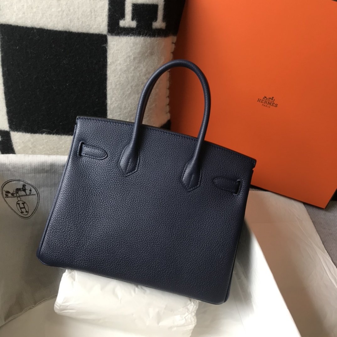 GLAMI Birkin Dark Blue For Women Gold-Toned Hardware 11in/30cm