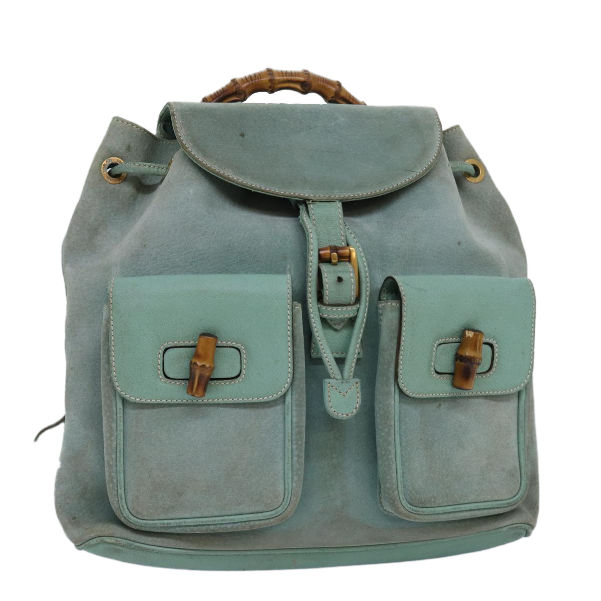 GUCCI Bamboo Backpack Suede Blue 003.2058.0016 84054