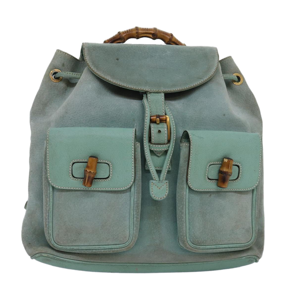 GUCCI Bamboo Backpack Suede Blue 003.2058.0016 84054