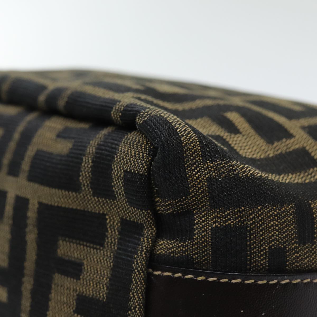 FENDI Zucca Canvas Vanity Pouch Brown Black 84312