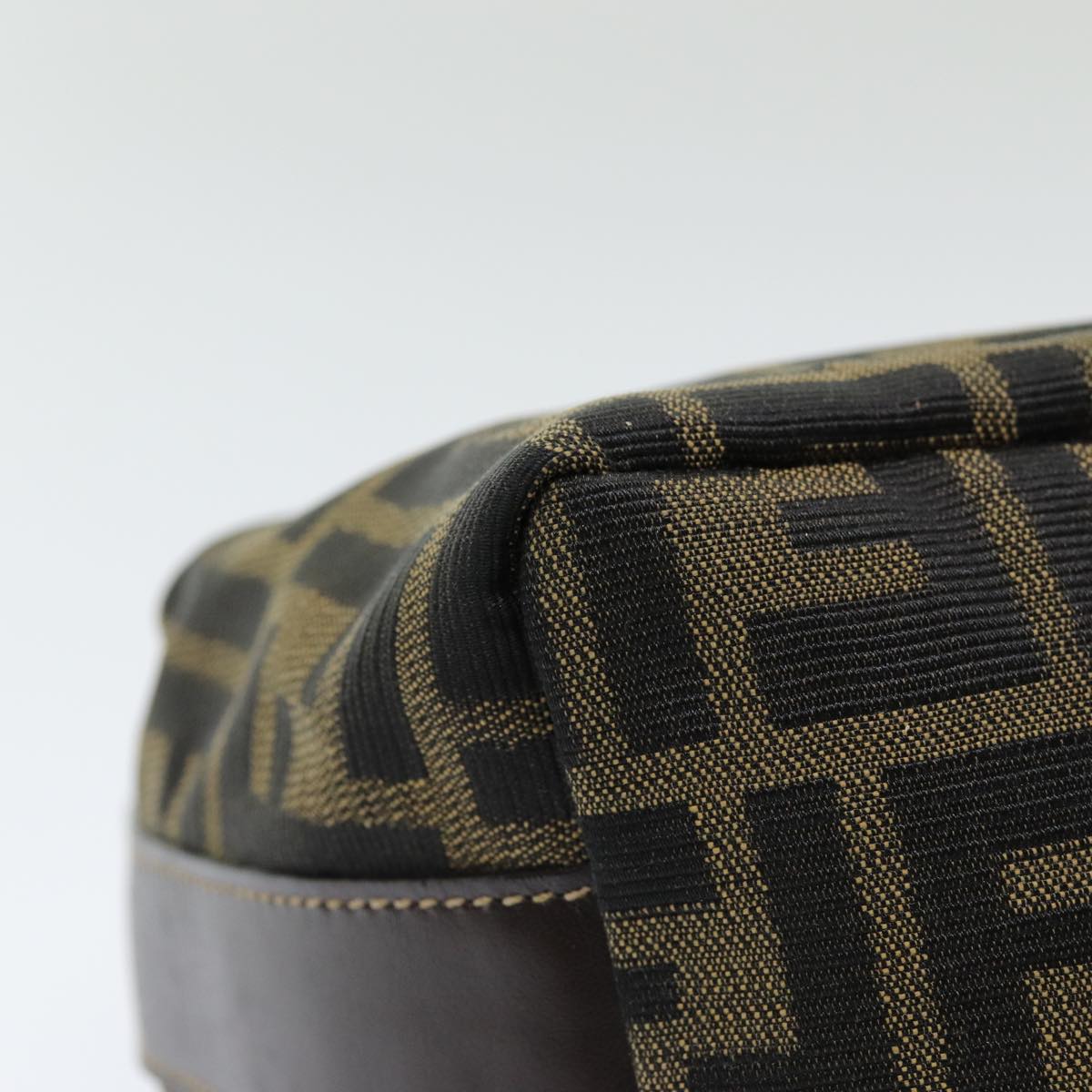 FENDI Zucca Canvas Vanity Pouch Brown Black 84312
