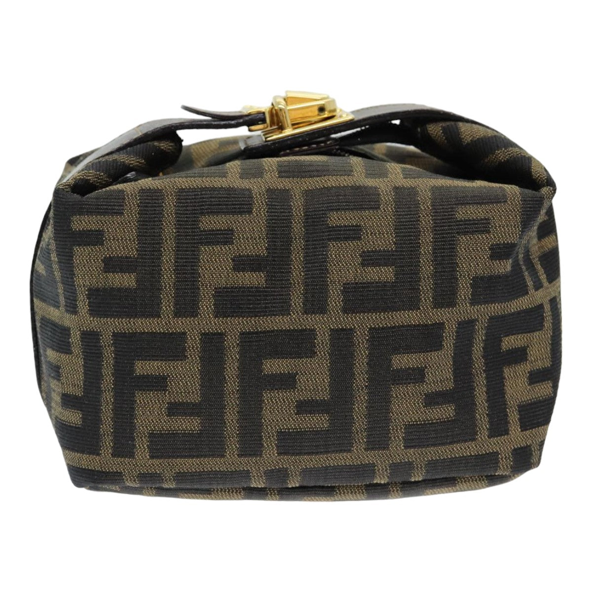 FENDI Zucca Canvas Vanity Pouch Brown Black 84312