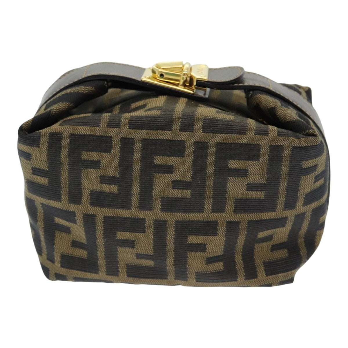 FENDI Zucca Canvas Vanity Pouch Brown Black 84312