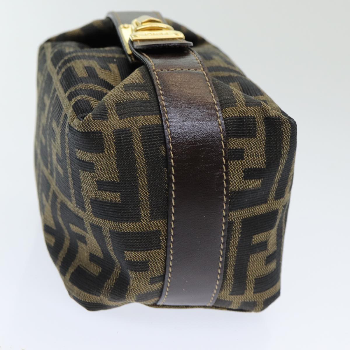 FENDI Zucca Canvas Vanity Pouch Brown Black 84312