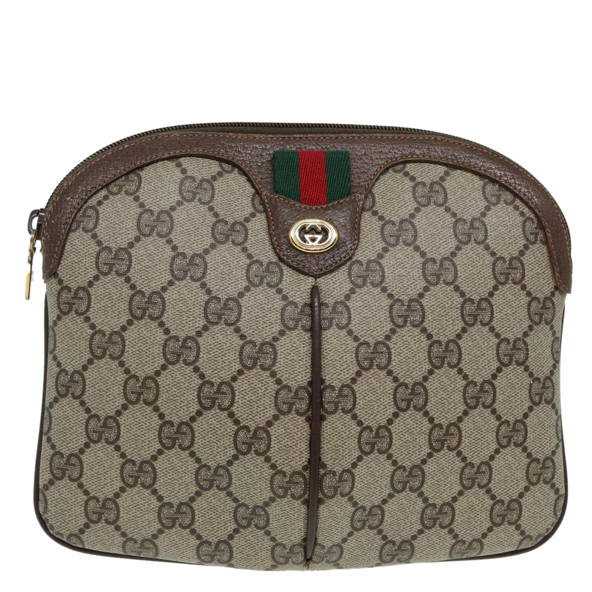 GUCCI GG Canvas Web Sherry Line Shoulder Bag PVC Beige 904 02 047 84424