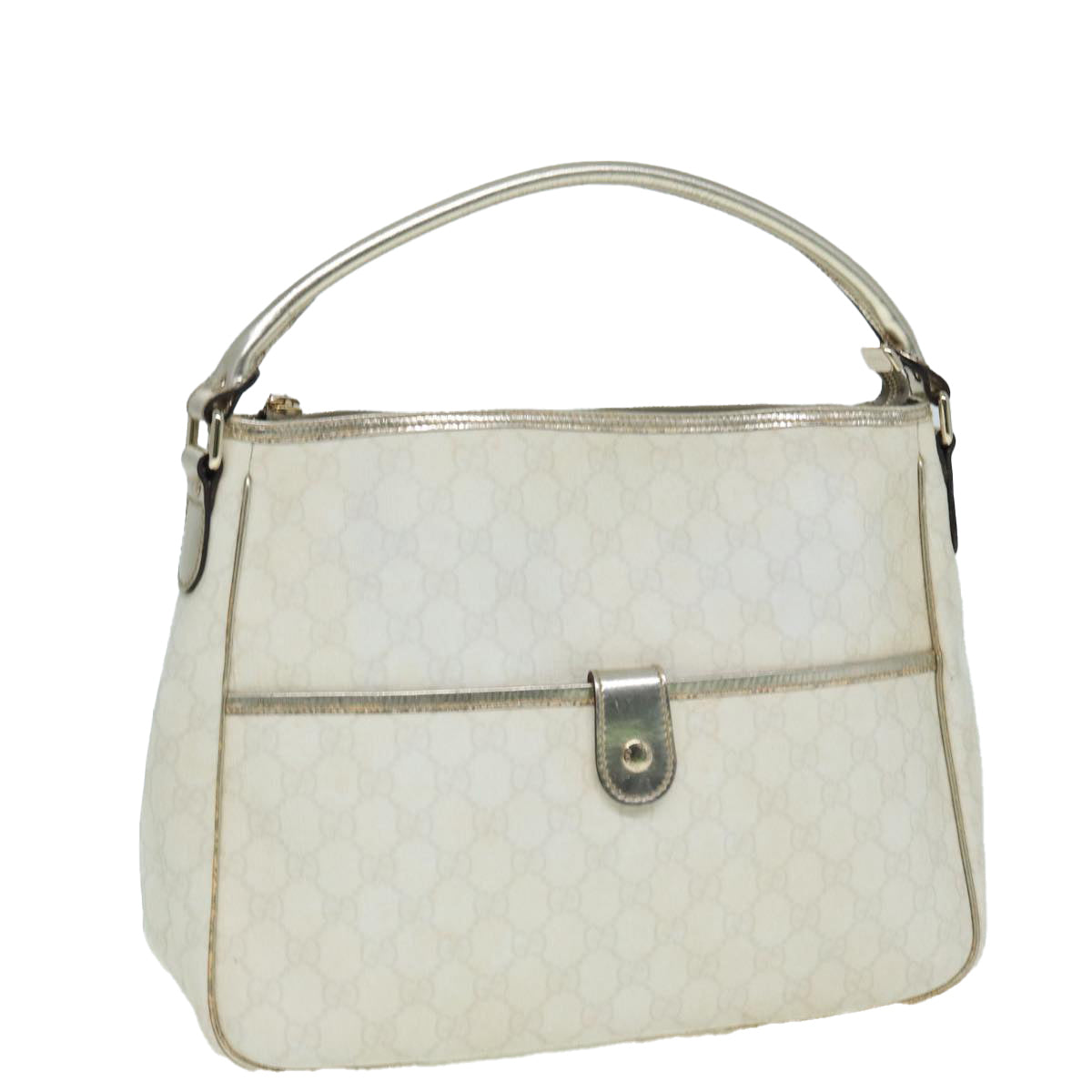 GUCCI GG Canvas Shoulder Bag PVC Leather White 84436