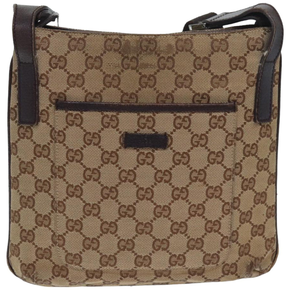 GUCCI GG Canvas Shoulder Bag Beige Brown 122793 84438