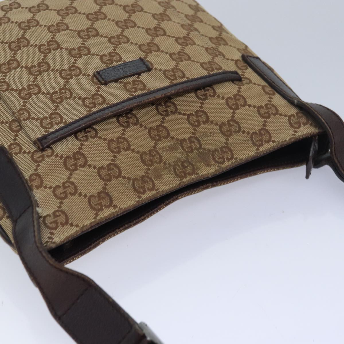 GUCCI GG Canvas Shoulder Bag Beige Brown 122793 84438