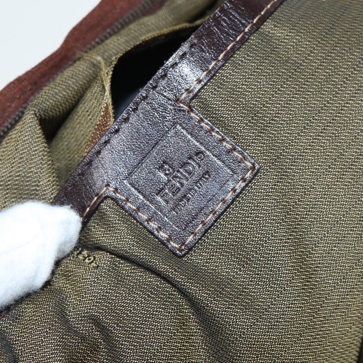 FENDI Zucca Canvas Hand Bag Brown Black 84442