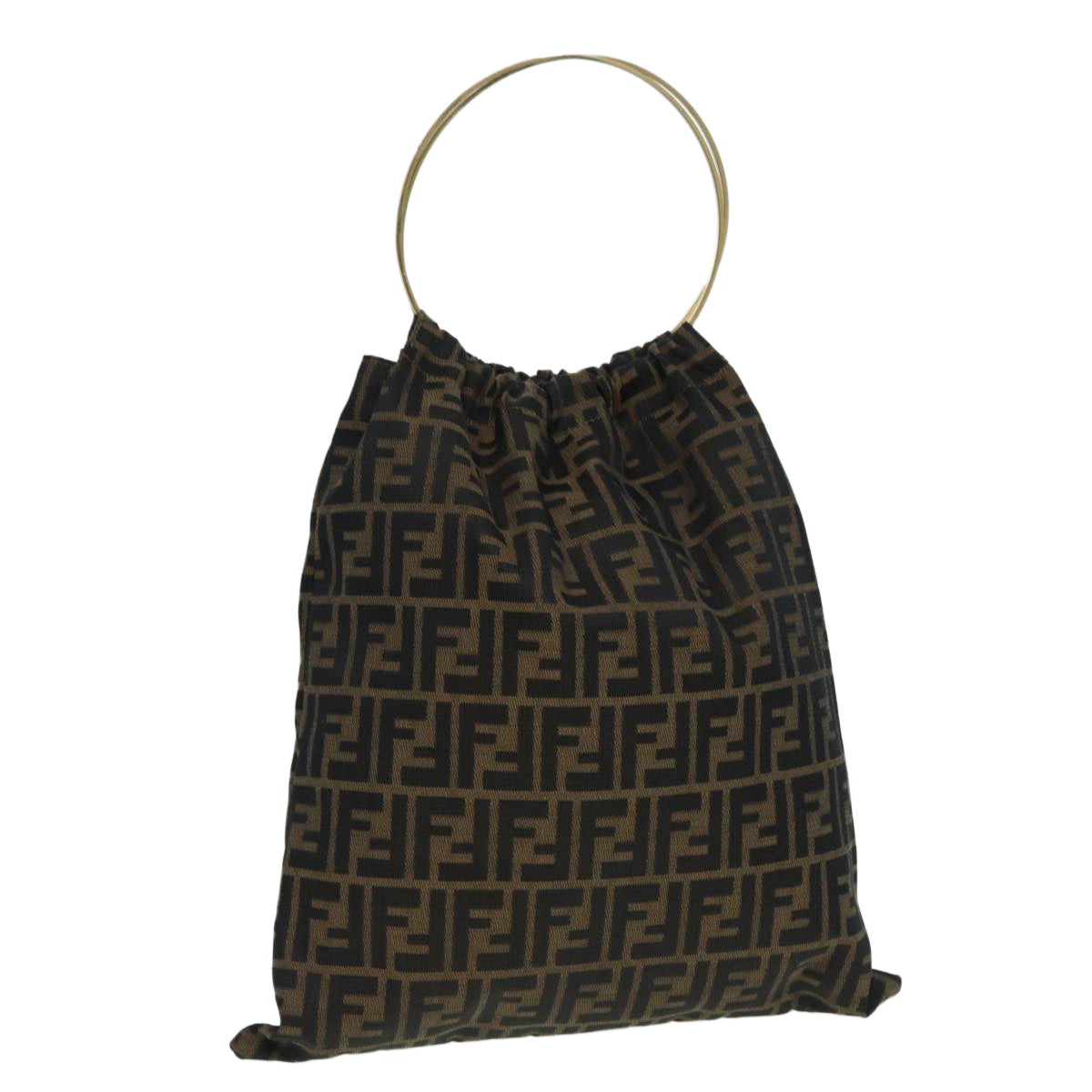 FENDI Zucca Canvas Hand Bag Brown Black 84442
