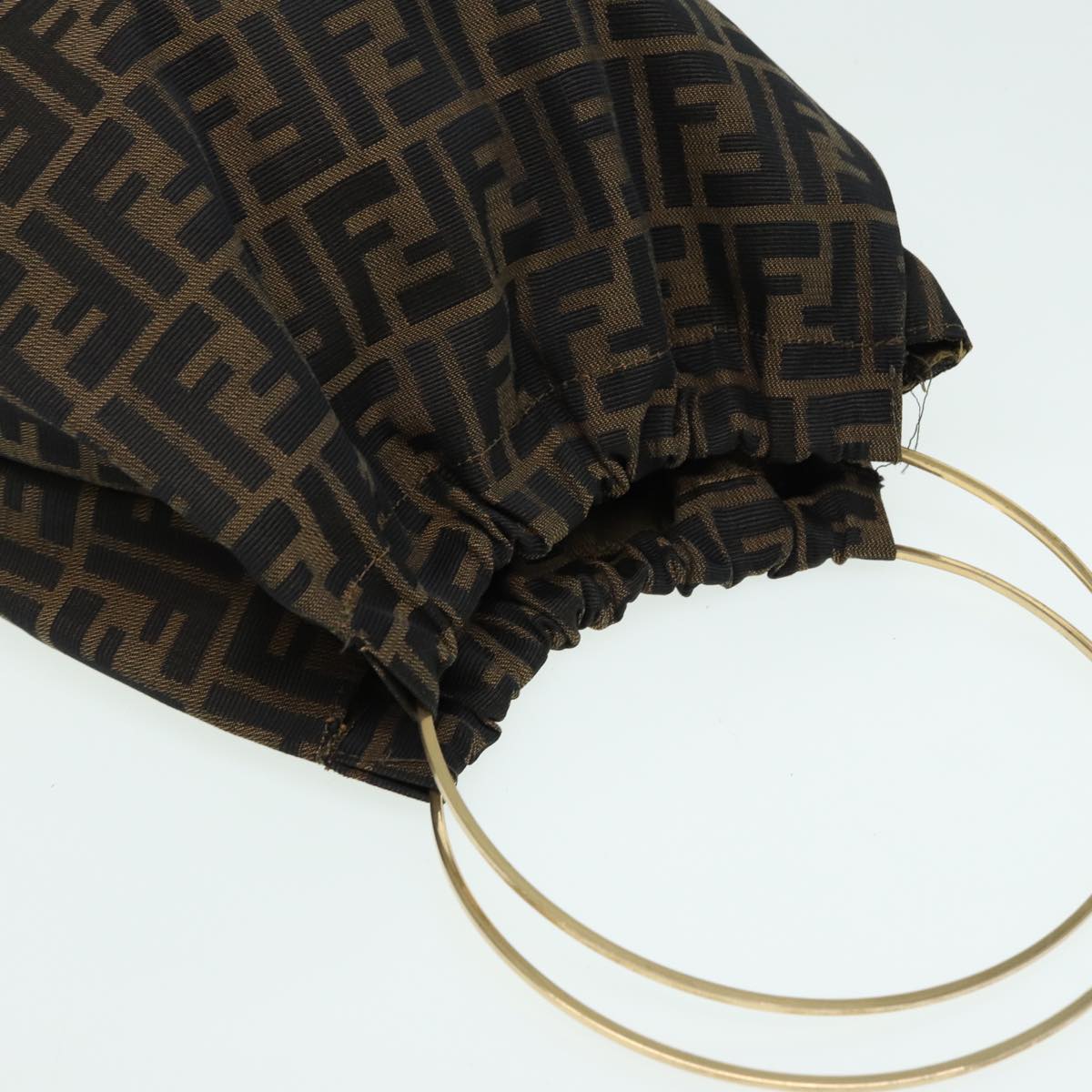 FENDI Zucca Canvas Hand Bag Brown Black 84442