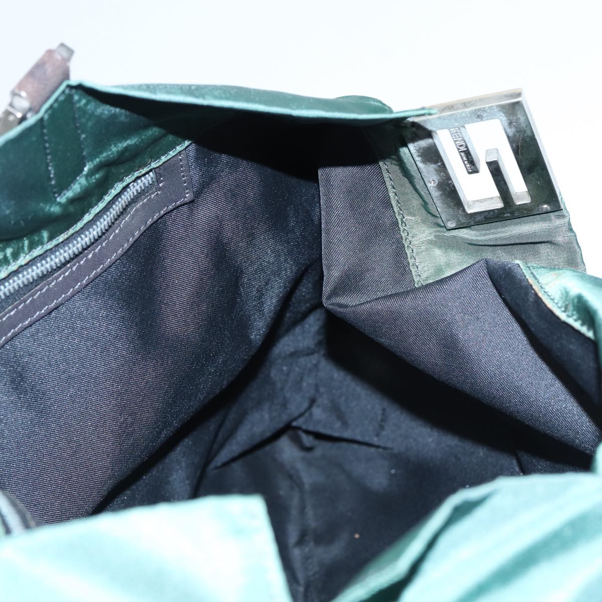 FENDI Tote Bag Nylon Leather Green Brown 84445