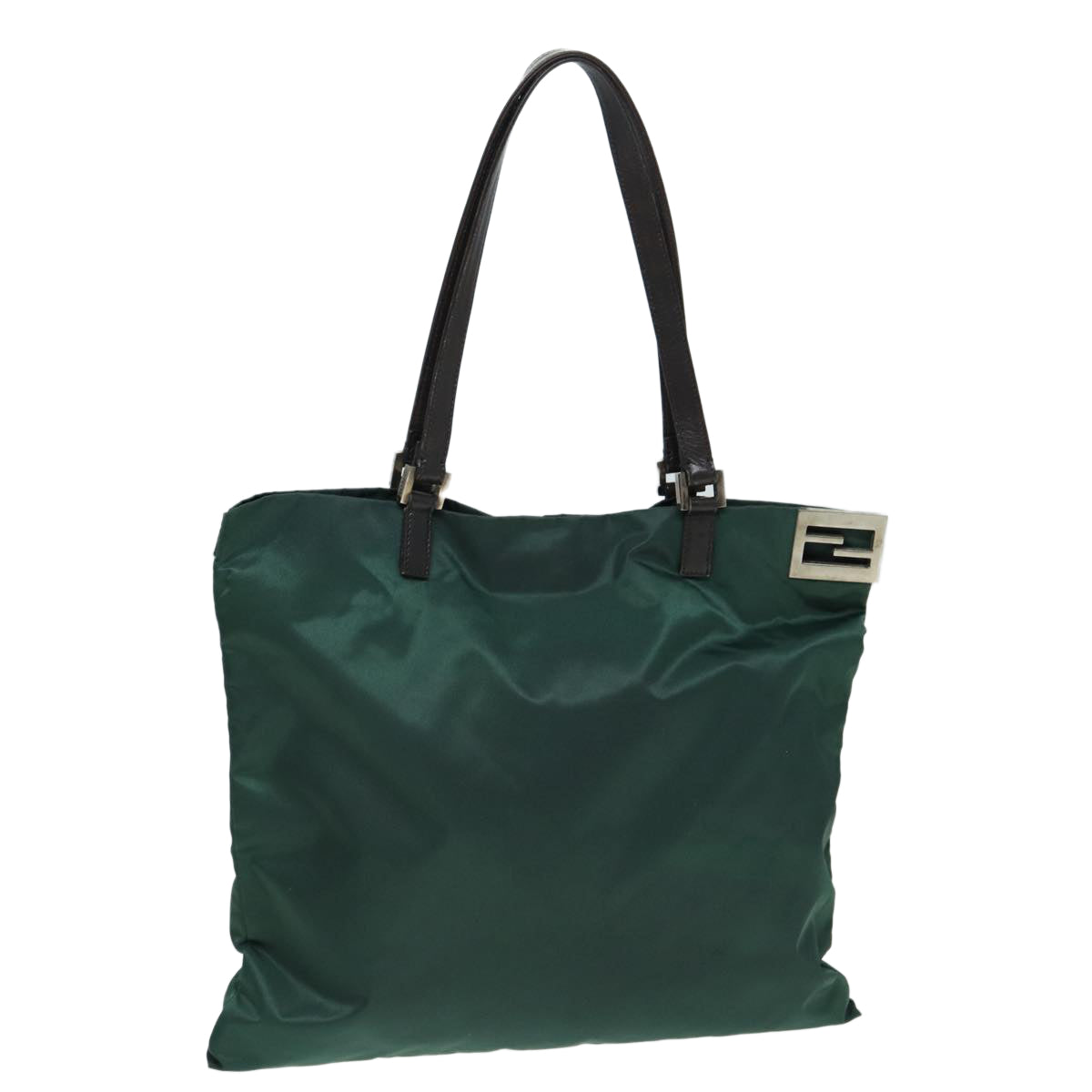 FENDI Tote Bag Nylon Leather Green Brown 84445