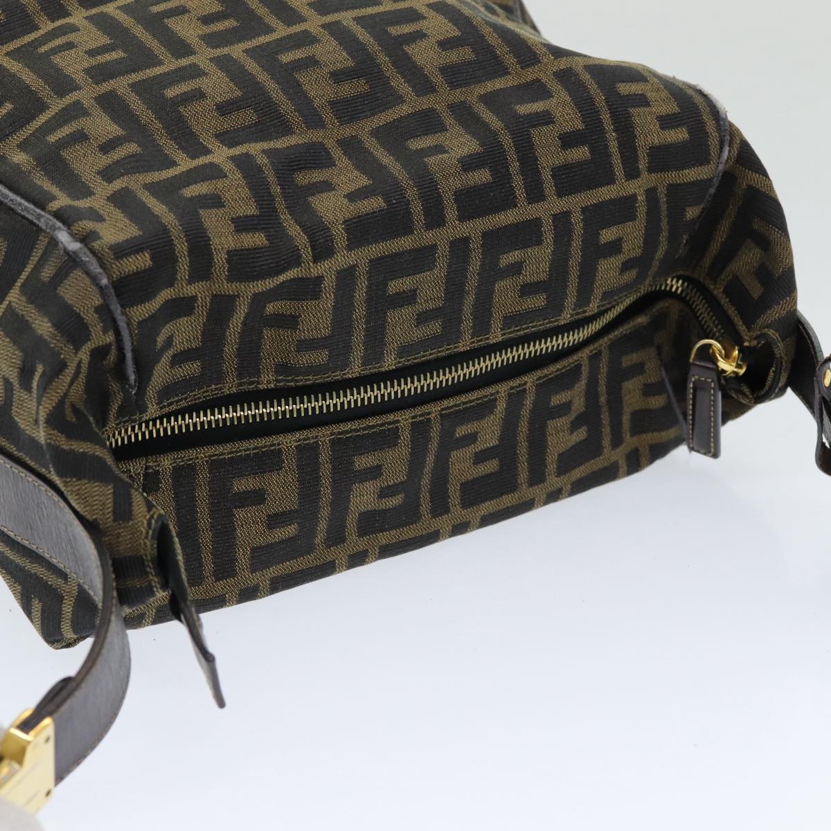 FENDI Zucca Canvas Vanity Pouch Brown Black 84448