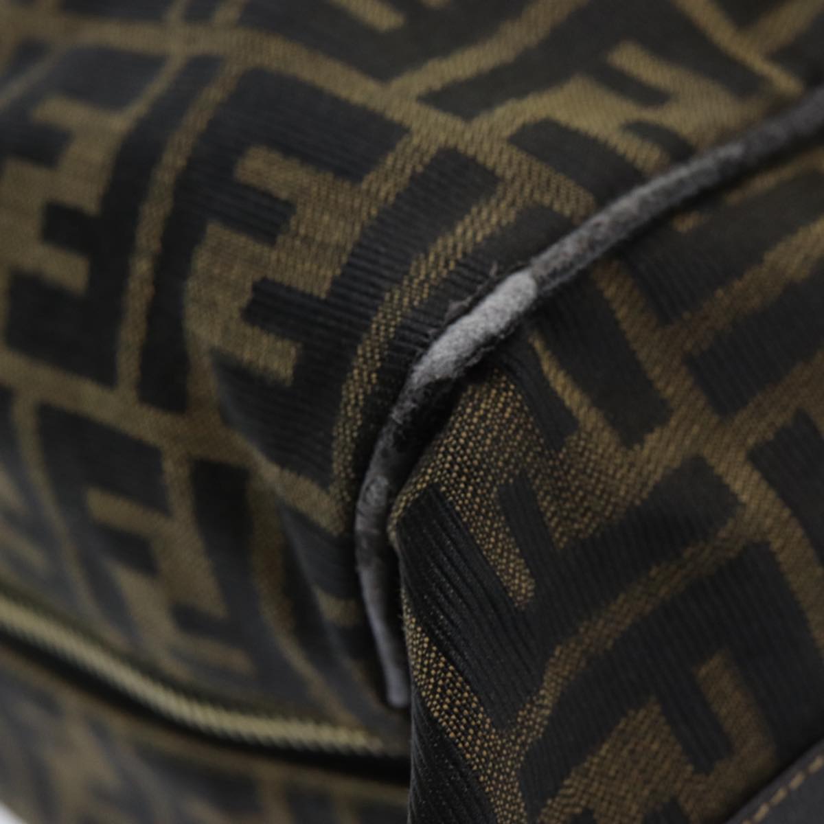 FENDI Zucca Canvas Vanity Pouch Brown Black 84448