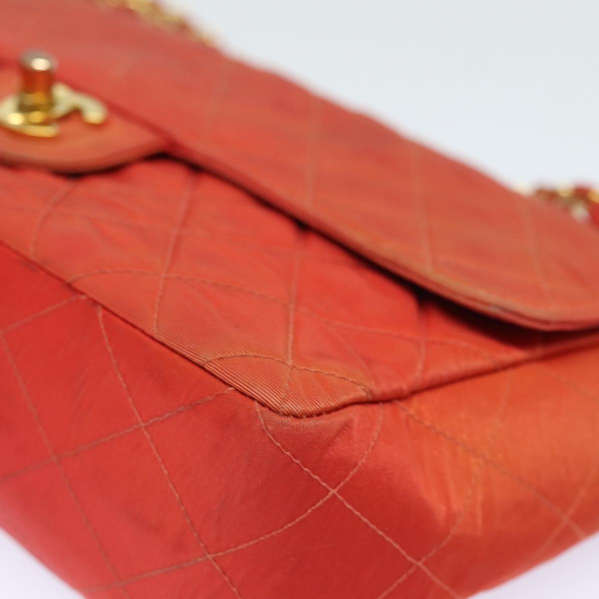 CHANEL Matelasse Chain Shoulder Bag Nylon Orange CC 84479