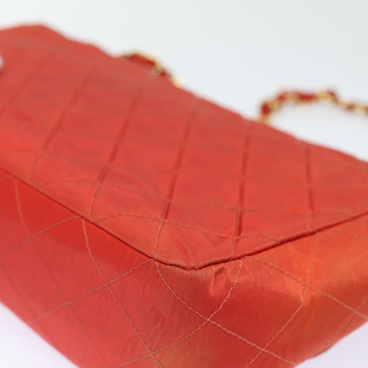 CHANEL Matelasse Chain Shoulder Bag Nylon Orange CC 84479