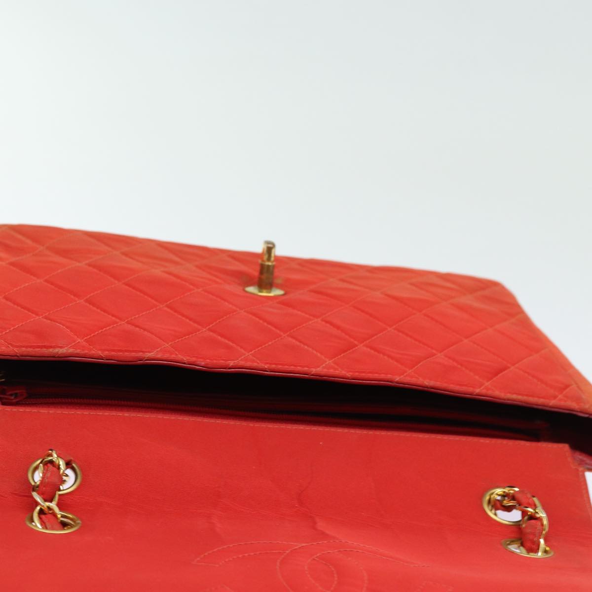 CHANEL Matelasse Chain Shoulder Bag Nylon Orange CC 84479