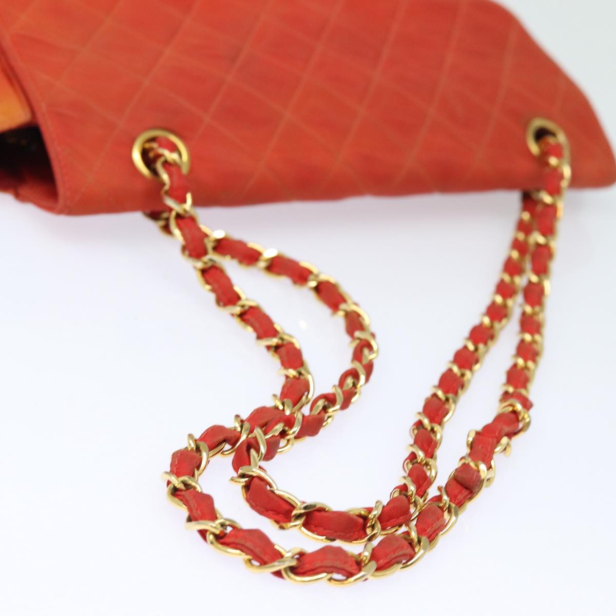 CHANEL Matelasse Chain Shoulder Bag Nylon Orange CC 84479